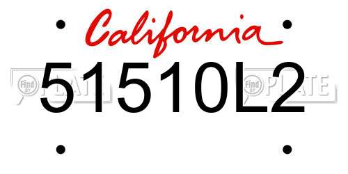 51510L2 California License Plate