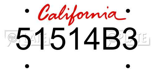 51514B3 California License Plate