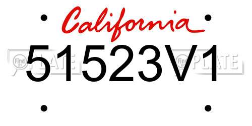 51523V1 California License Plate