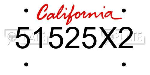 51525X2 California License Plate