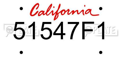 51547F1 California License Plate