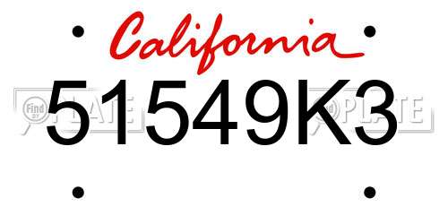 51549K3 California License Plate