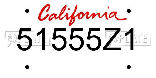 51555Z1 California License Plate