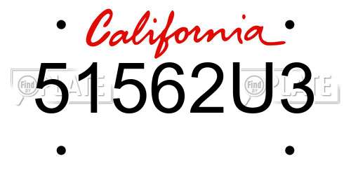 51562U3 California License Plate