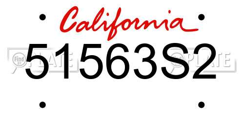51563S2 California License Plate