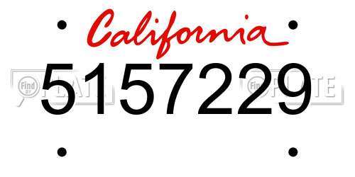 5157229 California License Plate