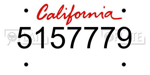 5157779 California License Plate