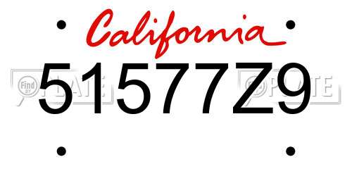 51577Z9 California License Plate