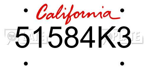 51584K3 California License Plate