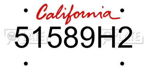 51589H2 California License Plate