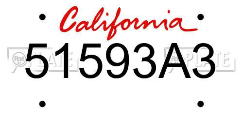 51593A3 California License Plate