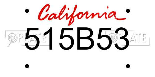 515B53 California License Plate