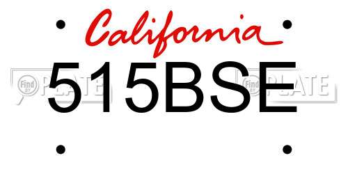515BSE California License Plate