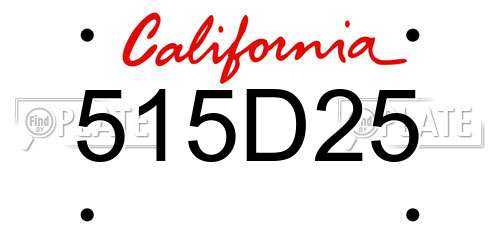 515D25 California License Plate