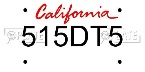 515DT5 California License Plate