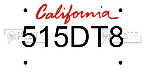 515DT8 California License Plate