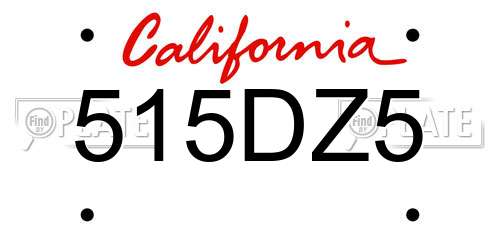515DZ5 California License Plate