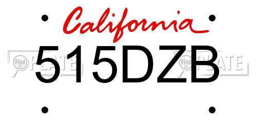 515DZB California License Plate