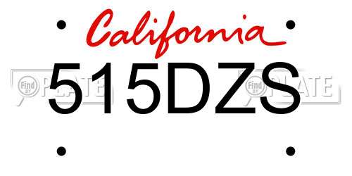 515DZS California License Plate