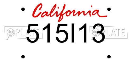 515I13 California License Plate