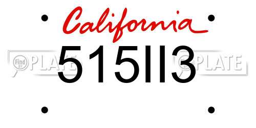515II3 California License Plate