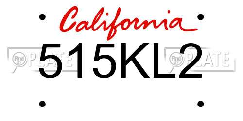 515KL2 California License Plate