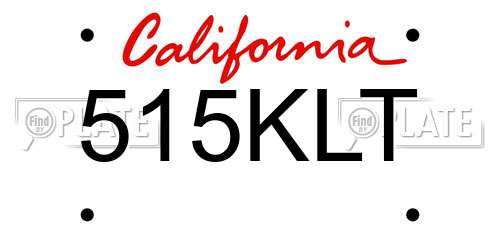515KLT California License Plate