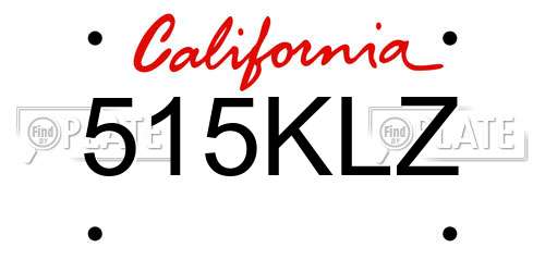 515KLZ California License Plate