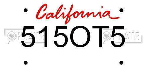 515OT5 California License Plate