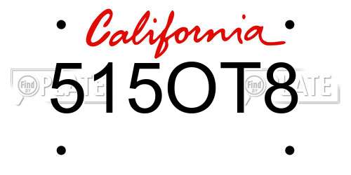 515OT8 California License Plate