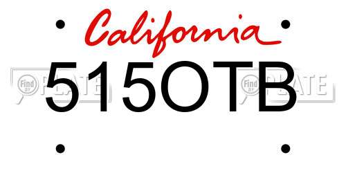 515OTB California License Plate
