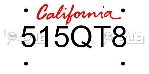 515QT8 California License Plate