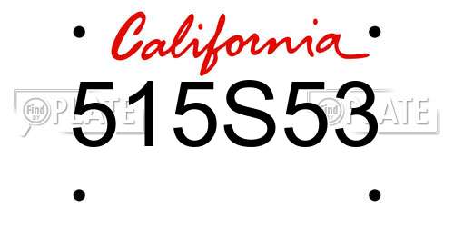 515S53 California License Plate