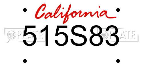 515S83 California License Plate
