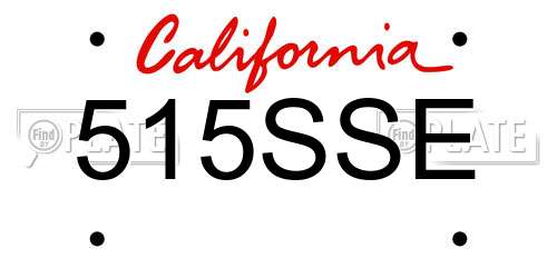 515SSE California License Plate
