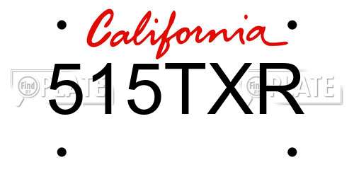 515TXR California License Plate
