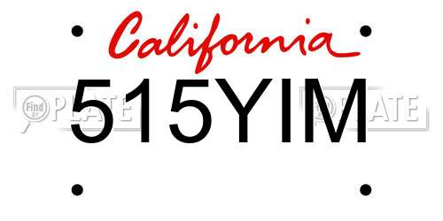 515YIM California License Plate