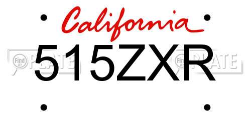 515ZXR California License Plate