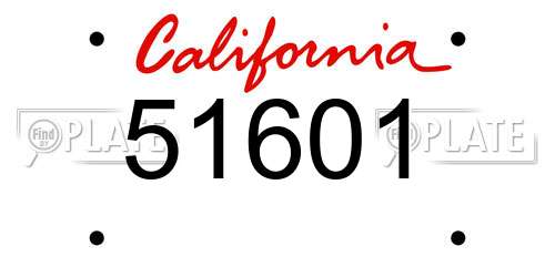 51601 California License Plate