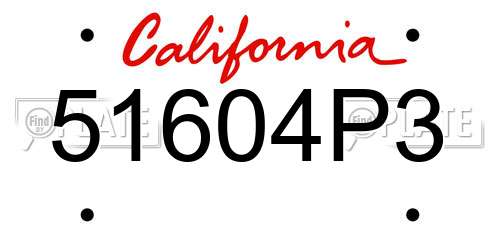 51604P3 California License Plate
