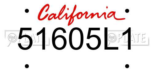 51605L1 California License Plate