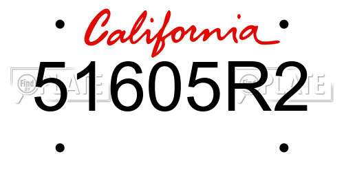 51605R2 California License Plate
