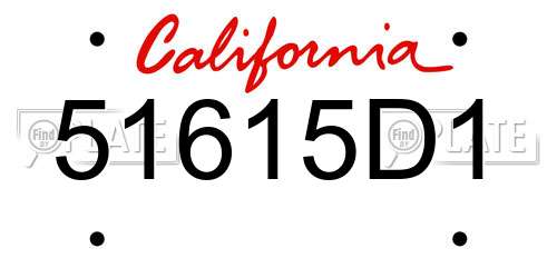 51615D1 California License Plate