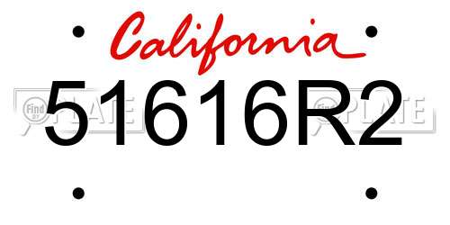51616R2 California License Plate