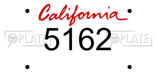 5162 California License Plate