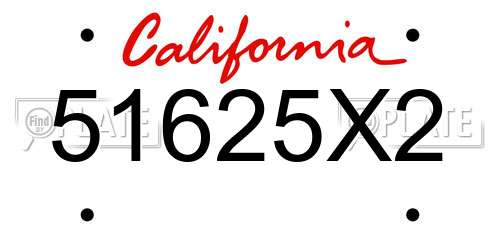51625X2 California License Plate