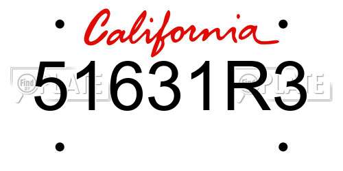 51631R3 California License Plate