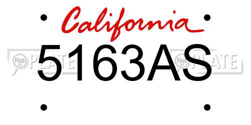 5163AS California License Plate