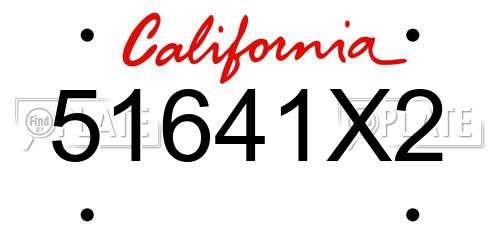 51641X2 California License Plate