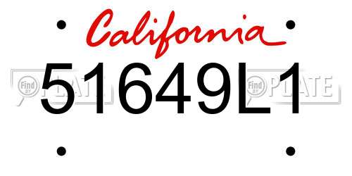 51649L1 California License Plate